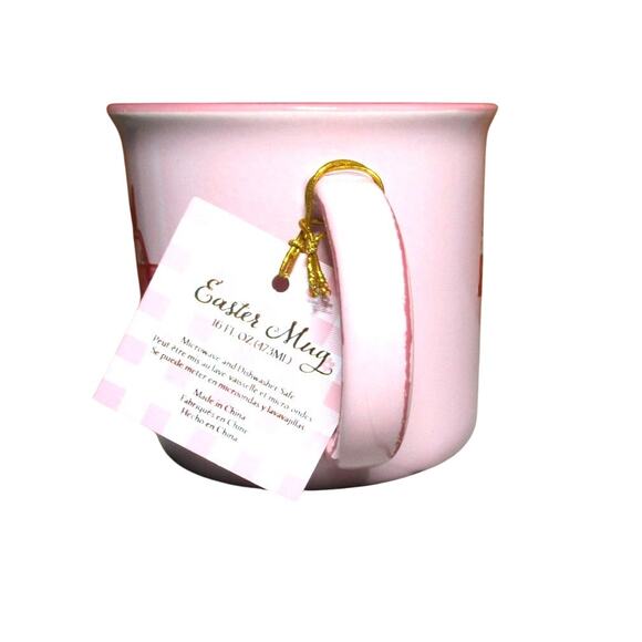 Easter Mug Pink Ceramic Handle 16 ounces Bunny Truck with Eggs Dishwasher Safe - Picture 2 of 3
